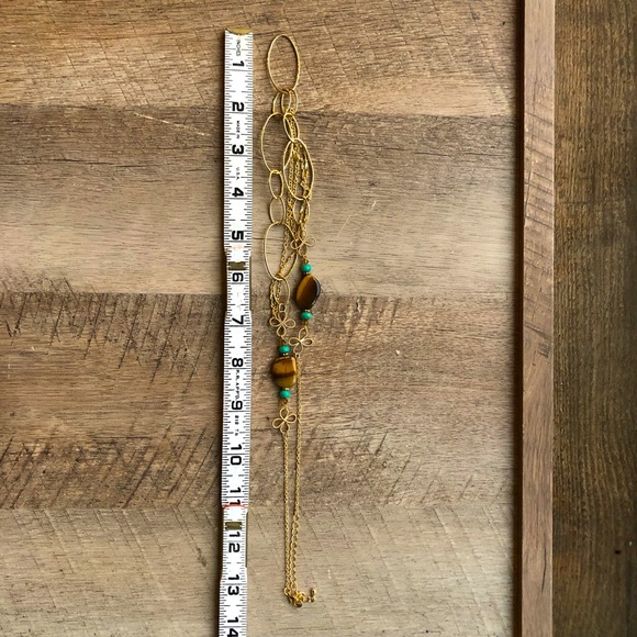 Layered Necklace Tigers Eye Healing Stone, Gold Floral Detail, Boho Wedding - Picture 5 of 5